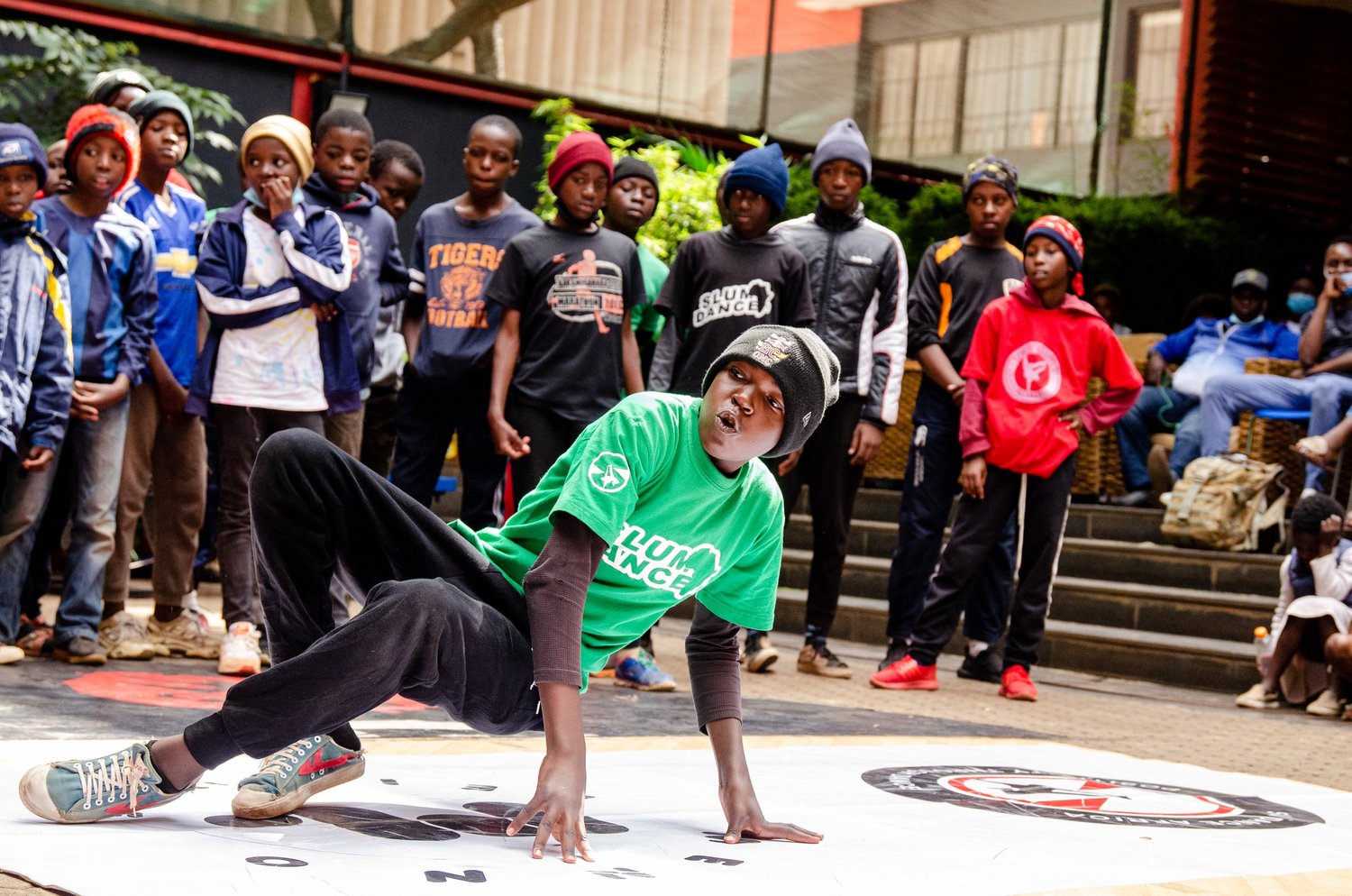 Youth in motion at Inuka Cultural Center, Kibera